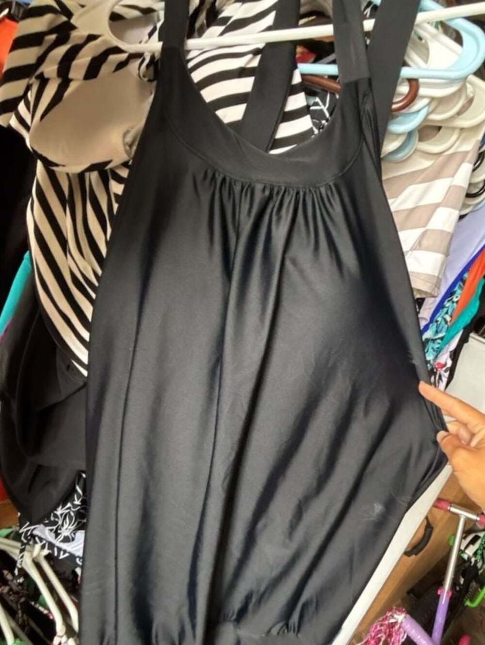 Albion Fit Blousy Tankini Top in Matte Black